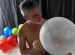 Balloon play with horny gay dilf Richard Lennox is so fun!