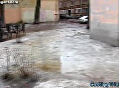 Feeling the intense pounding as this amateur eurobabe gets bent over in doggystyle during casting