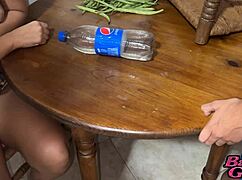 Sexy blonde niece with big ass has sex in kitchen with lucky uncle