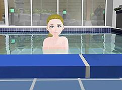 I watched an anime woman take a bath in a Japanese public bath