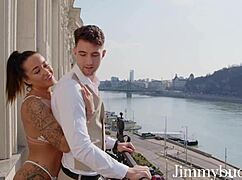 catia soares flashing and sucking cock on balcony, is she caught?