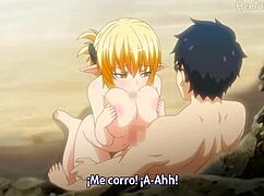 Linda Chica Rubia En La Playa Hentai features anime beach scene