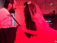 The MILF bride gets double penetrated in a wild group banging session