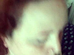 Cum covers girlfriend's tits.