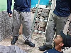 Lunch Break Fuck With Monster Cock Trio