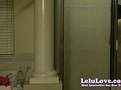 Voyeur spies on amateur Lelu Love washing hair in shower 😍