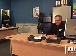 Hey Olga, ready to handle three hungry cocks as teen secretary?