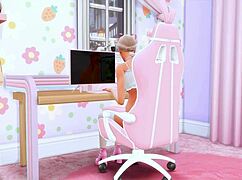 Perverted Stepdaughter Deep Throats for Stepfather in Sims Hentai Animation.