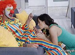 Horny Housewife Riding a Clown’s Hard Cock Wildly