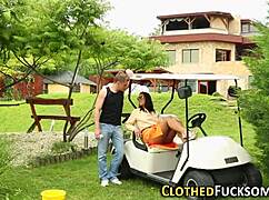 european babe receives a cumshot in a glamour scene.