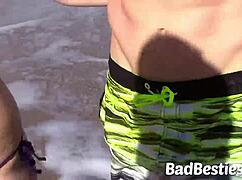 spring break chicks take on a massive cock at party