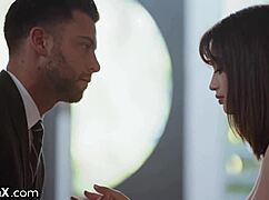 Adorable couple shares intense cowgirl and deepthroat sex session.