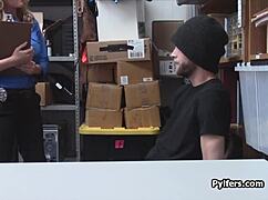 Watch the lucky thief fuck the horny milf guard