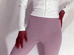 why is this asian brunette masturbating so wet in her bra?