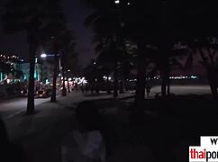 amateur thai teen cherry offering a sensual hand assistance to a big white person.