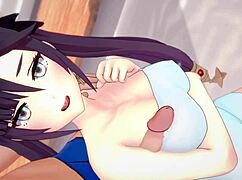 Damn, Mona drops her towel to fuck hard in uncensored hentai!