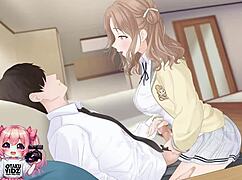 Hot College Girl Riding Hard for Anime Cumshot