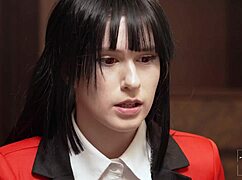 Yumeko Jabami drinks rival's cum in defeat!