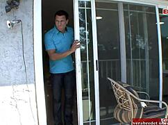 slim brunette teen with tiny tits seduced by huge cock.