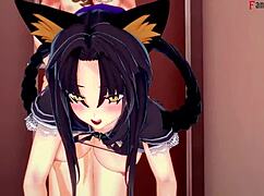 Akeno vigila la puerta mientras follo duro a Kuroka en DxD NTR Madness 8 Fantasyking3