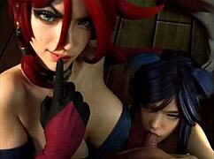 Miss Fortune and Ahri intense uncensored hentai sex.