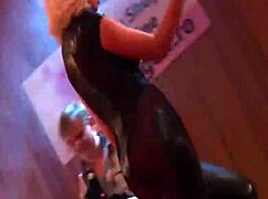Blonde gives sexy lapdance on stage, clothes ripped!