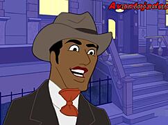 Cartoon Black Musicians Engage in Wild Gay Group Action with Intense Passion