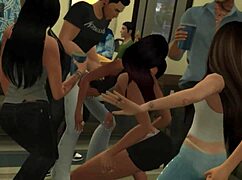 Pornstars partying hard at college in Sims 4!