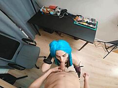 크레이지 진크스가 책상에서 세게 박음