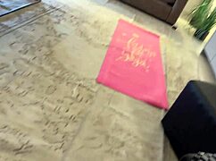 fitness model gets handjob backstage during yoga shoot