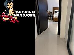 fitness model gets handjob backstage during yoga shoot