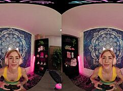 early morning vrallure got me watching petite 18+ babe play with toys! 😍