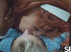 Stunning lesbians with perfect tits feast on pussy outdoors