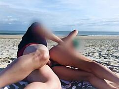 The milf was surprised by the unexpected encounter on the beach