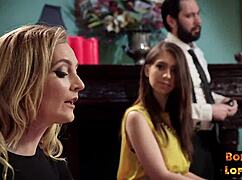 DOM FUCKING BOUND BDSM SUBMISSIVES IN TRIO WHILE SUB PUSSYLICKS AND DOGGYSTYLE