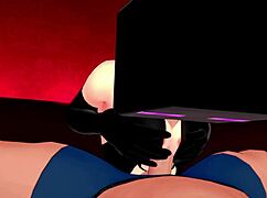 Steamy bride in fishnets and Enderman mask gears up for a wild fuck before sleep in hentai 3D Minecraft. 😈