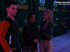 Two Young 18+ Sluts Share Cock in Public Outdoor Threesome