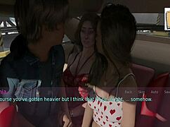 A wife and stepmother play a steamy game with big tits on display.