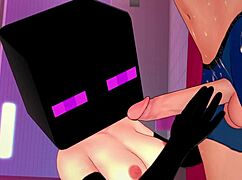 Steamy bride in fishnets and Enderman mask gears up for a wild fuck before sleep in hentai 3D Minecraft. 😈