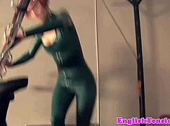 In a strict session, the femdom tramples her bound slave after a harsh whipping.