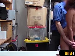 This sporty ebony teen got caught shoplifting and roughly fucked.