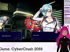 hey, vtuber lewdneko is getting wild with cybercrush 2069 in part 1