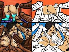 latin milf deepthroats huge black dicks in wild hentai scene. what a twist!