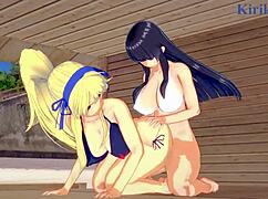 Ikaruga and Katsuragi bunny girls engage in intense futanari sex with big tits and creampie in this Senran Kagura hentai!