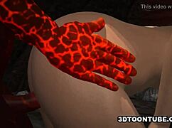 3D Babe Takes Reptile Cocks In All Holes!