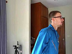 handyman cleans air conditioner and girls holes