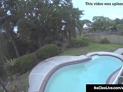 It’s Cleo, the cam princess who likes to pleasure herself on the roof top