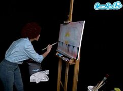 Big Tits Milf Ryan Keely as Bob Ross Gets Wet During Painting