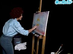 Big Tits Milf Ryan Keely as Bob Ross Gets Wet During Painting