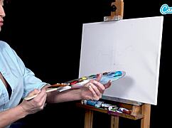 Big Tits Milf Ryan Keely as Bob Ross Gets Wet During Painting